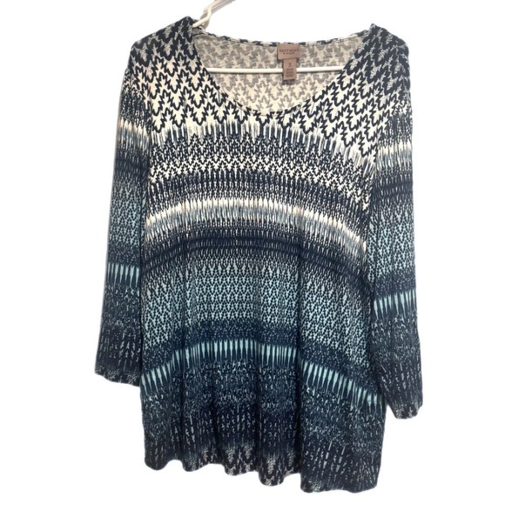 Chico's Navy and White 3/4  Sleeve Top